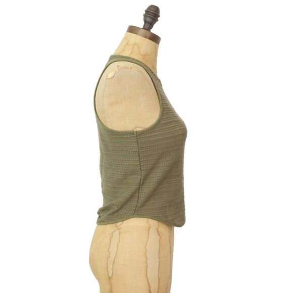 MADEWELL Crochet-Knit Cutaway Tank Top XS 'Worn Olive' Green Crewneck NWT B34 - Picture 2 of 6